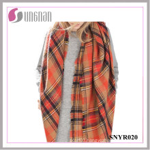 2015 Europe Fashion Orange Elegant Plaid Ladies Imitate Cashmere Scarf